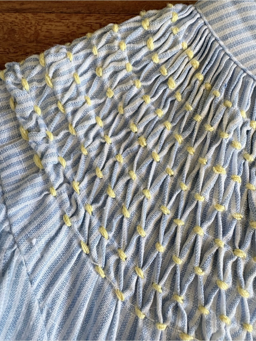 Andion Women’s Bespoke Blue Striped Linen Hand Smocked Maxi Dress XS S M - Picture 5 of 10